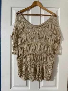 Maurices Cream Crochet Fringe Top